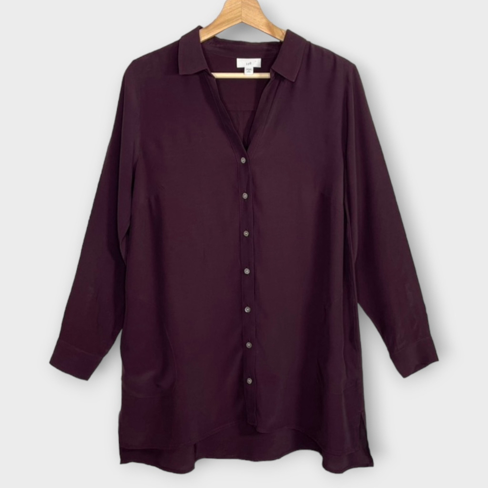 🦜 J Jill Woman's Long Tunic Shirt with Pockets Size Small Petite